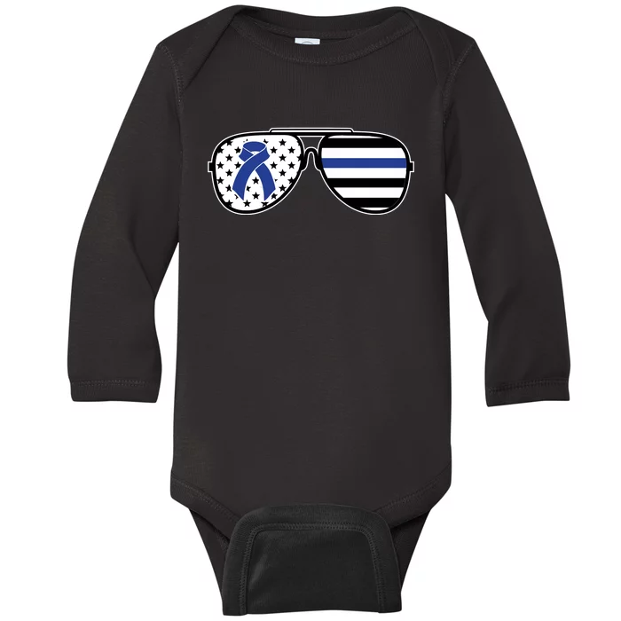 Colon Cancer Awareness Month Sunglasses Baby Long Sleeve Bodysuit