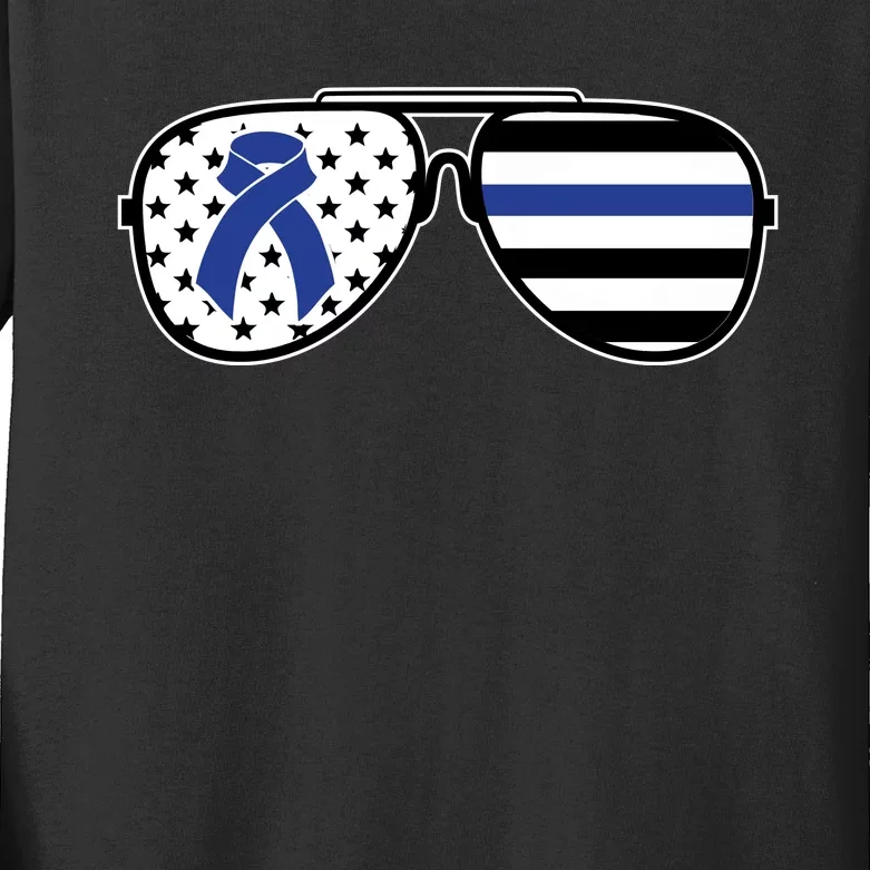 Colon Cancer Awareness Month Sunglasses Kids Long Sleeve Shirt