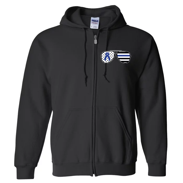 Colon Cancer Awareness Month Sunglasses Full Zip Hoodie