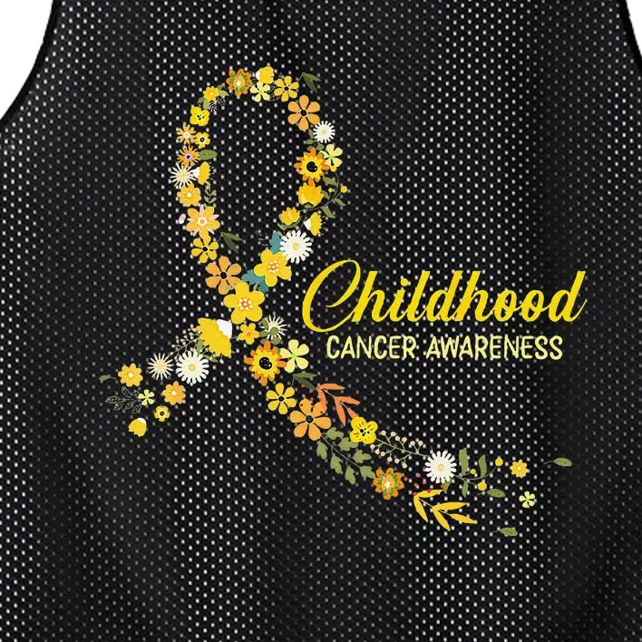 Childhood Cancer Awareness Hippie Flower Gold Ribbon Support Gift Mesh Reversible Basketball Jersey Tank