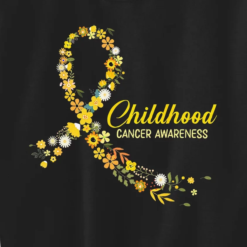 Childhood Cancer Awareness Hippie Flower Gold Ribbon Support Gift Kids Sweatshirt