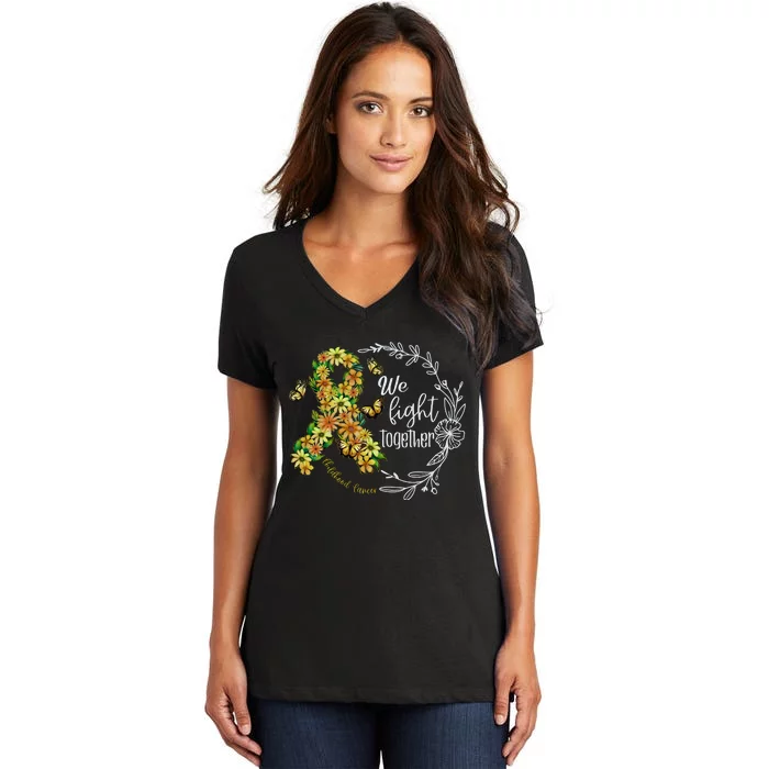 Childhood Cancer Awareness We Fight Together Women's V-Neck T-Shirt