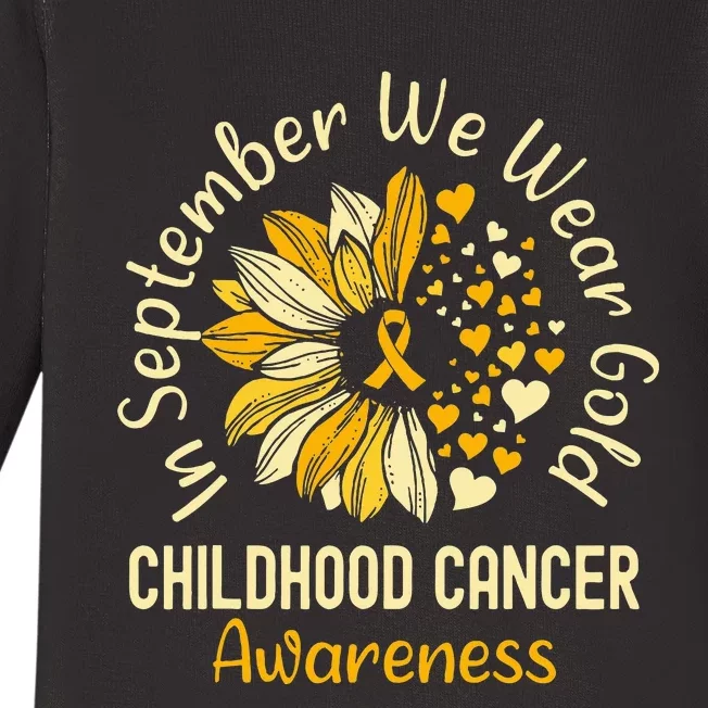 Childhood Cancer Awareness In September We Wear Gold Baby Long Sleeve Bodysuit