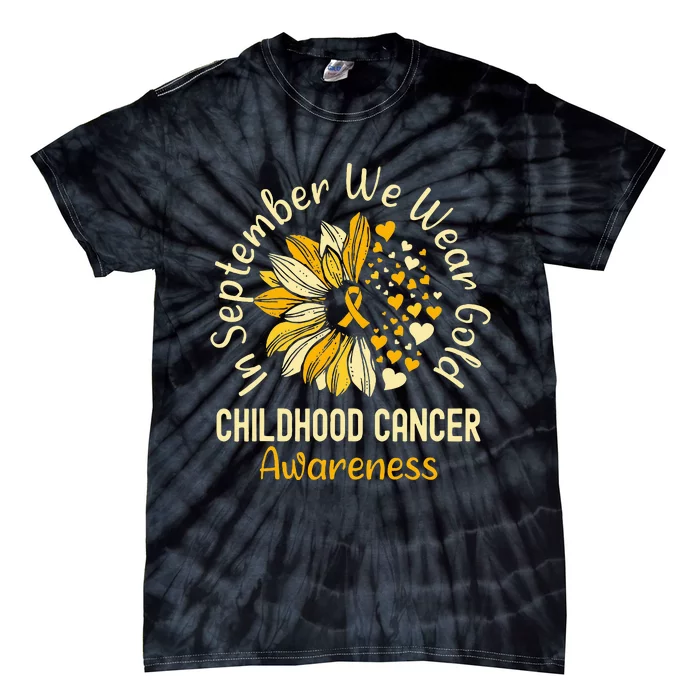 Childhood Cancer Awareness In September We Wear Gold Tie-Dye T-Shirt