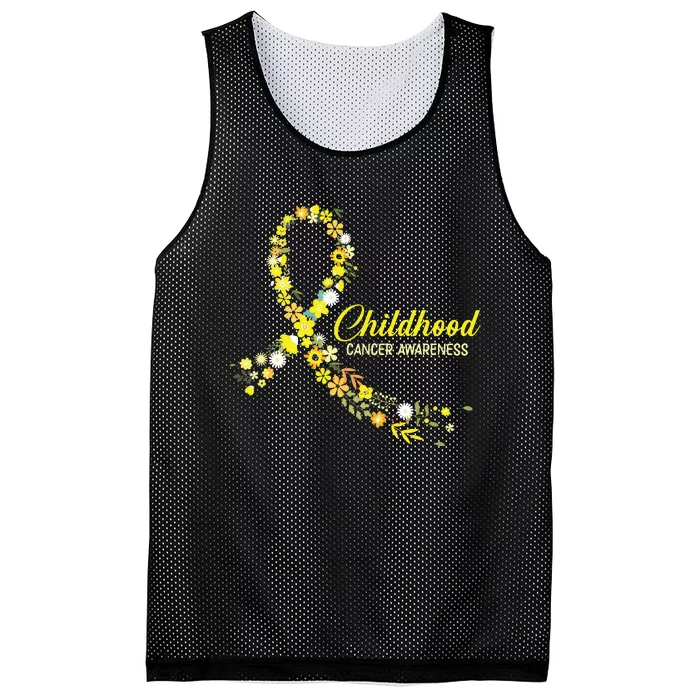 Childhood Cancer Awareness Hippie Flower Gold Ribbon Support Mesh Reversible Basketball Jersey Tank