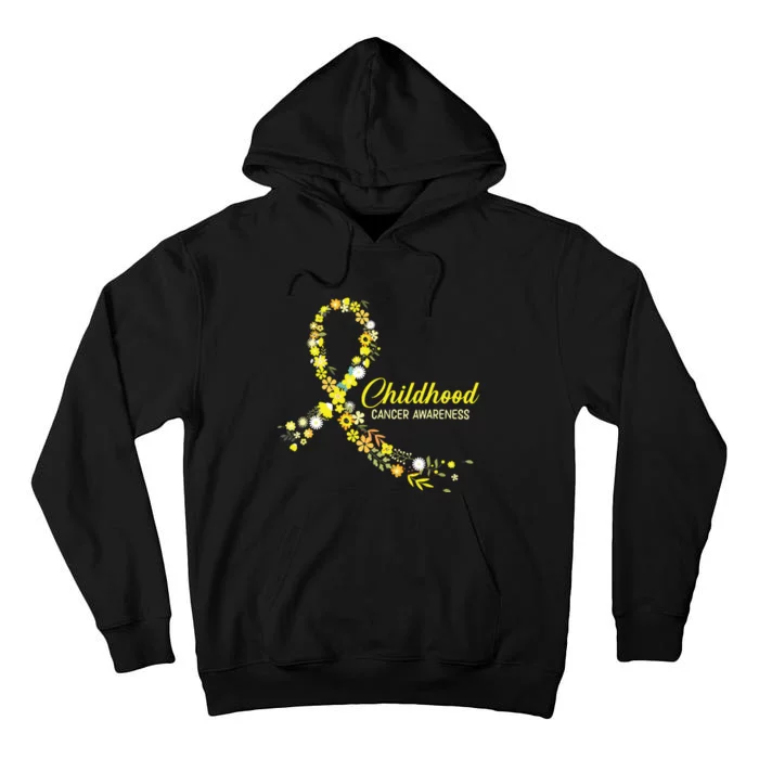 Childhood Cancer Awareness Hippie Flower Gold Ribbon Support Tall Hoodie