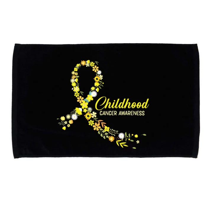 Childhood Cancer Awareness Hippie Flower Gold Ribbon Support Microfiber Hand Towel