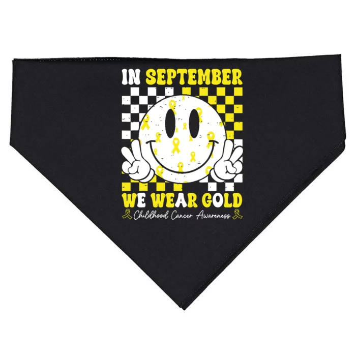 Childhood Cancer Awareness In September We Wear Gold Groovy USA-Made Doggie Bandana