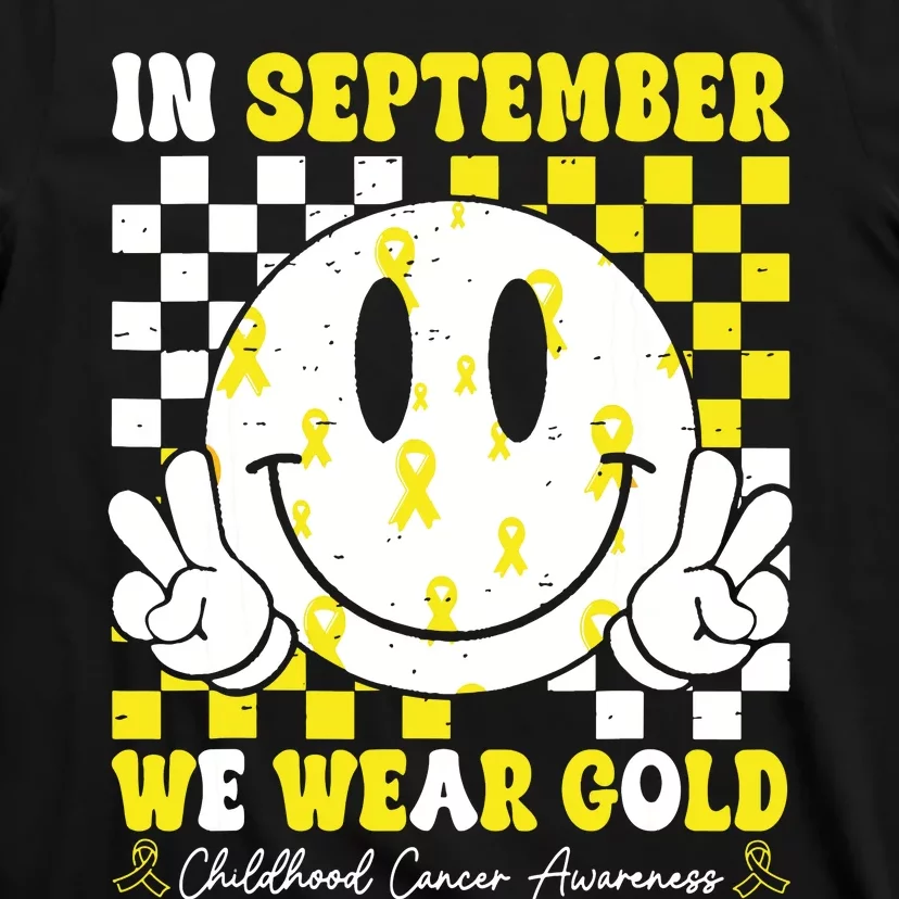 Childhood Cancer Awareness In September We Wear Gold Groovy T-Shirt