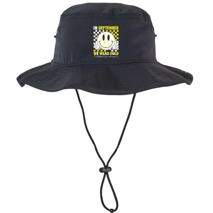 Childhood Cancer Awareness In September We Wear Gold Groovy Legacy Cool Fit Booney Bucket Hat