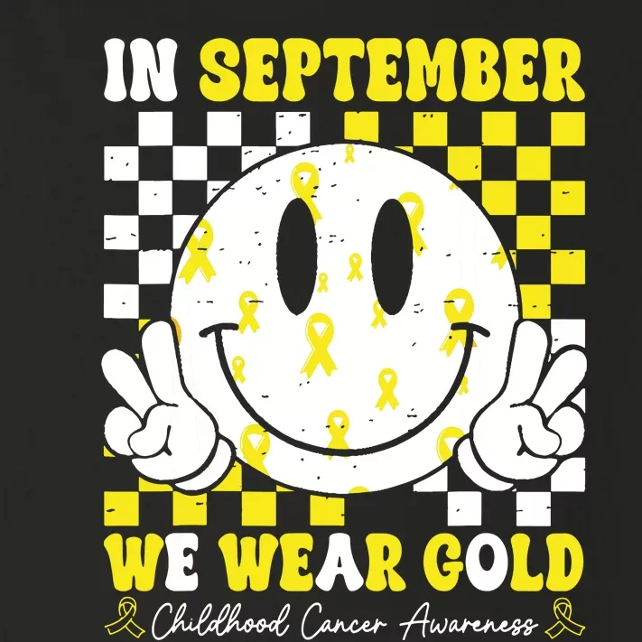 Childhood Cancer Awareness In September We Wear Gold Groovy Toddler Long Sleeve Shirt