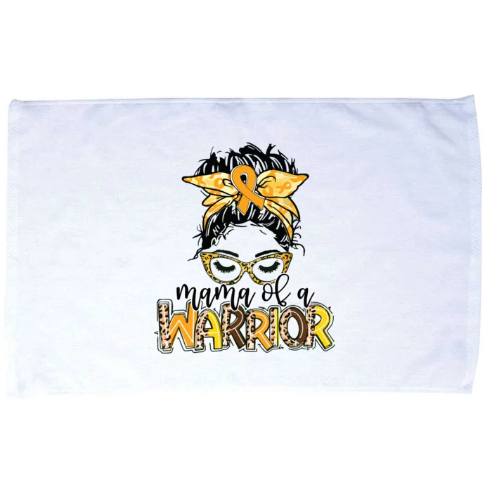 Childhood Cancer Awareness Mama Of A Warrior Messy Bun Mom Microfiber Hand Towel