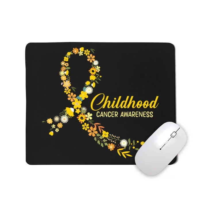 Childhood Cancer Awareness Hippie Flower Gold Ribbon Support Mousepad