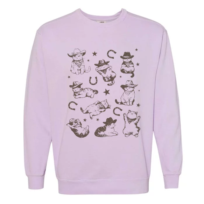 Cowboy Cats And Kittens Western Cowboy Vintage Garment-Dyed Sweatshirt