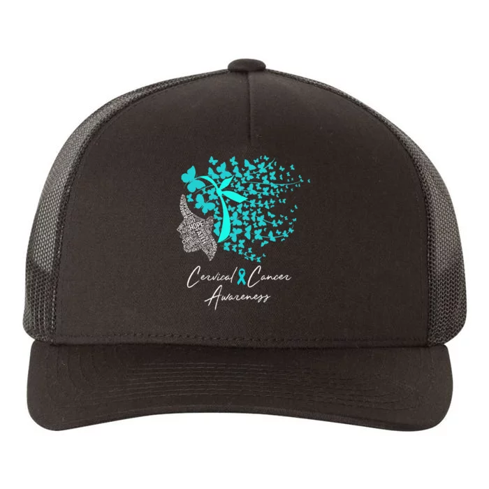 Cervical Cancer Awareness Teal Butterflies Yupoong Adult 5-Panel Trucker Hat