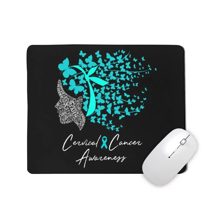 Cervical Cancer Awareness Teal Butterflies Mousepad