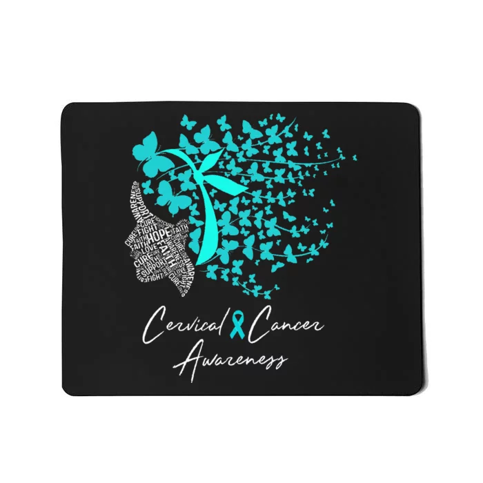 Cervical Cancer Awareness Teal Butterflies Mousepad