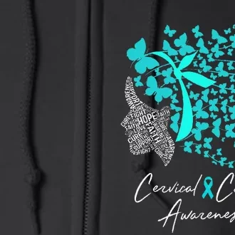 Cervical Cancer Awareness Teal Butterflies Full Zip Hoodie