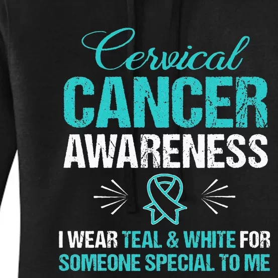 Cervical Cancer Awareness Wear Teal Ribbon Tee Women's Pullover Hoodie