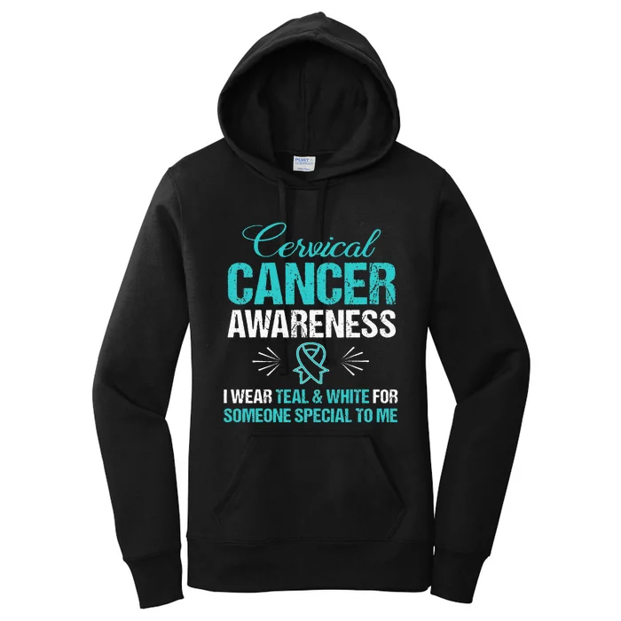 Cervical Cancer Awareness Wear Teal Ribbon Tee Women's Pullover Hoodie