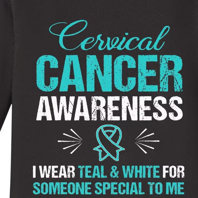 Cervical Cancer Awareness Wear Teal Ribbon Tee Baby Long Sleeve Bodysuit