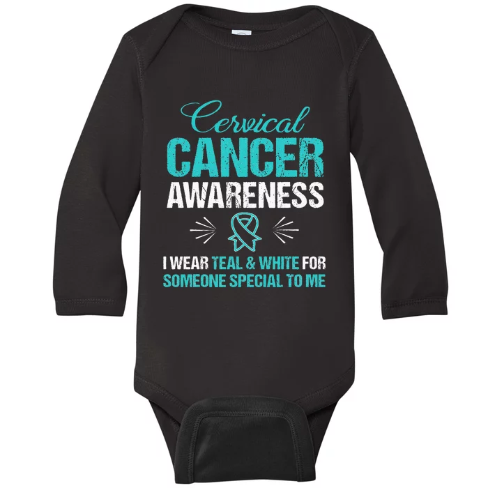 Cervical Cancer Awareness Wear Teal Ribbon Tee Baby Long Sleeve Bodysuit