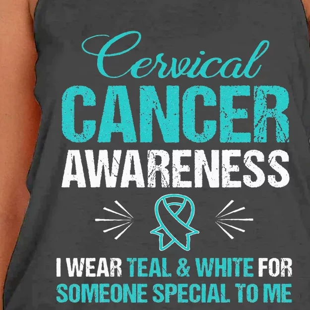 Cervical Cancer Awareness Wear Teal Ribbon Tee Women's Knotted Racerback Tank