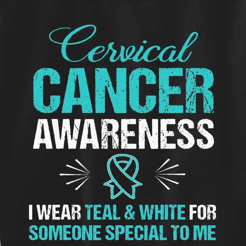 Cervical Cancer Awareness Wear Teal Ribbon Tee Kids Sweatshirt