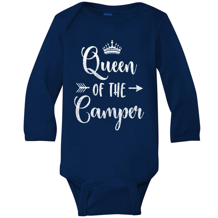 Cute Camping Accessory Rv Queen Of The Camper Funny Gift Baby Long Sleeve Bodysuit