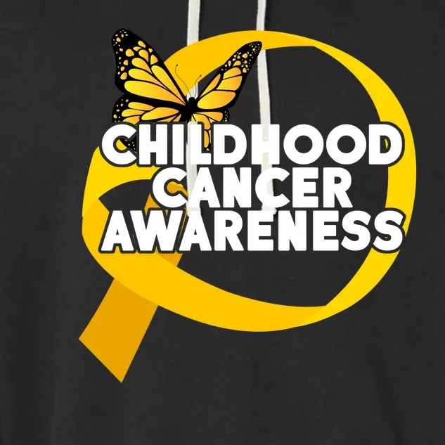 Childhood Cancer Awareness Butterfly Ribbon Garment-Dyed Fleece Hoodie