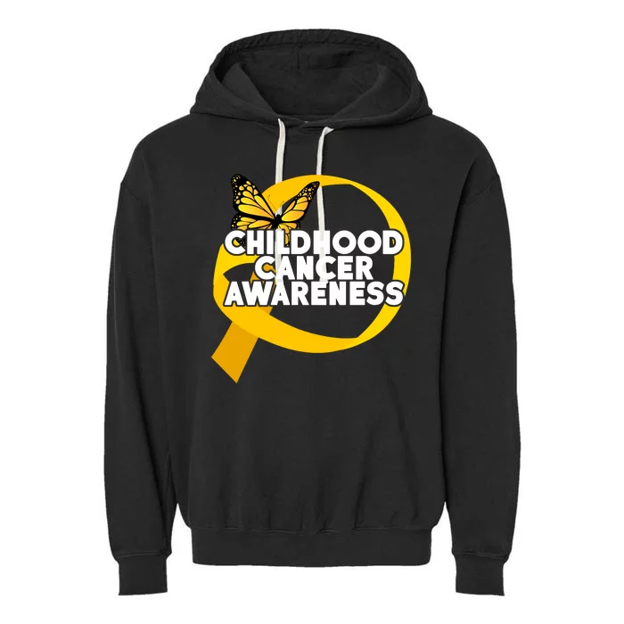 Childhood Cancer Awareness Butterfly Ribbon Garment-Dyed Fleece Hoodie