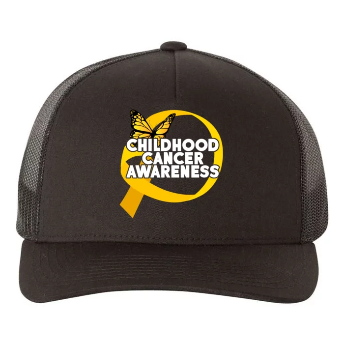 Childhood Cancer Awareness Butterfly Ribbon Yupoong Adult 5-Panel Trucker Hat