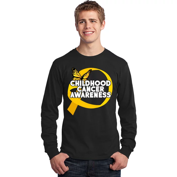 Childhood Cancer Awareness Butterfly Ribbon Long Sleeve Shirt