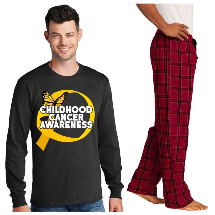 Childhood Cancer Awareness Butterfly Ribbon Long Sleeve Pajama Set