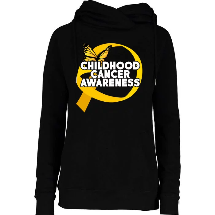 Childhood Cancer Awareness Butterfly Ribbon Womens Funnel Neck Pullover Hood