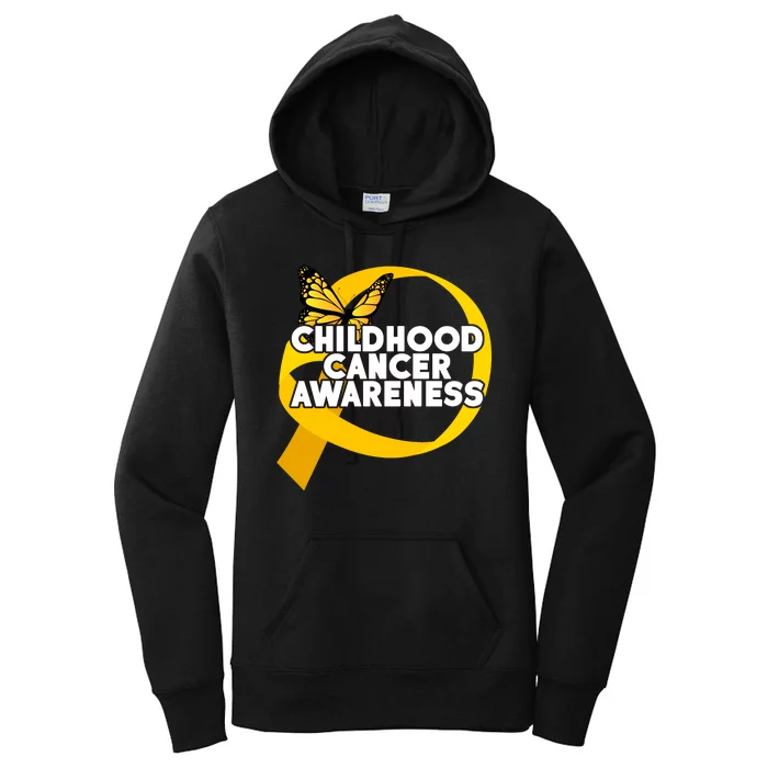 Childhood Cancer Awareness Butterfly Ribbon Women's Pullover Hoodie