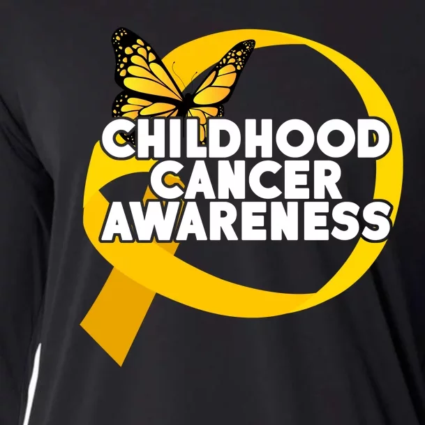 Childhood Cancer Awareness Butterfly Ribbon Cooling Performance Long Sleeve Crew