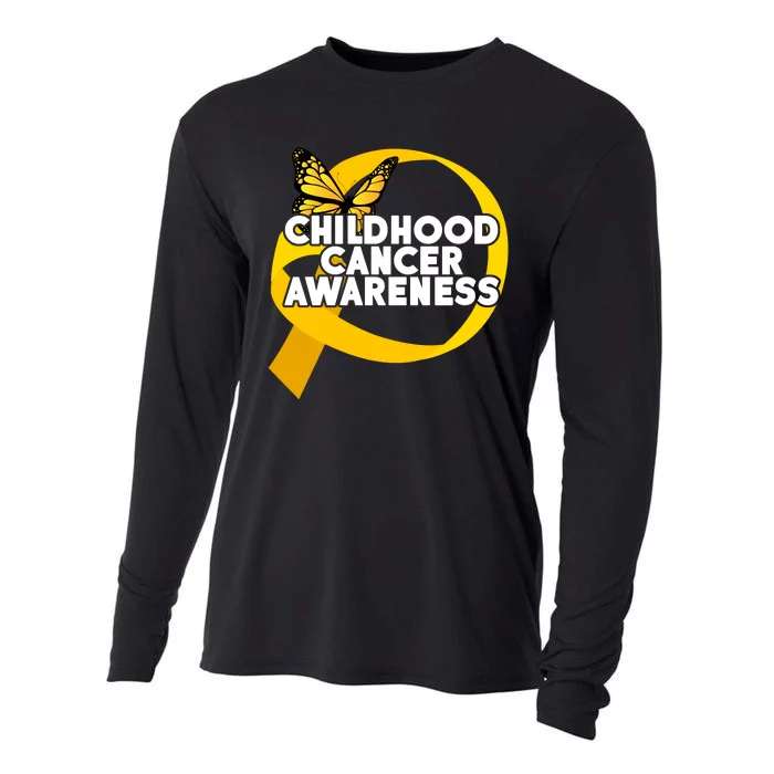 Childhood Cancer Awareness Butterfly Ribbon Cooling Performance Long Sleeve Crew