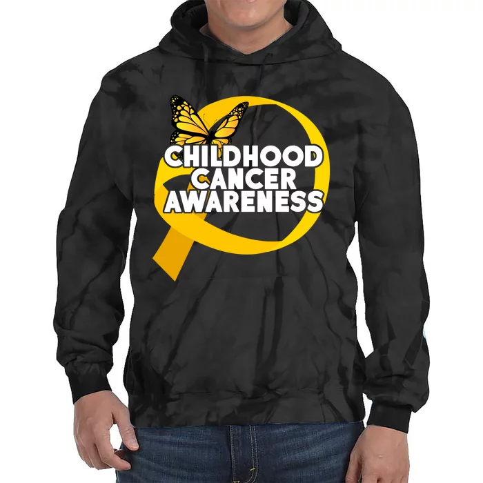 Childhood Cancer Awareness Butterfly Ribbon Tie Dye Hoodie