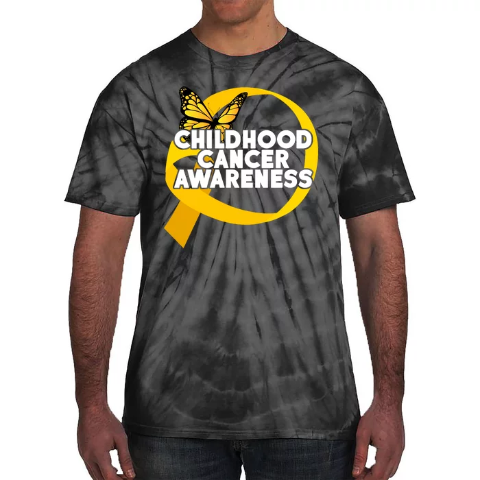 Childhood Cancer Awareness Butterfly Ribbon Tie-Dye T-Shirt