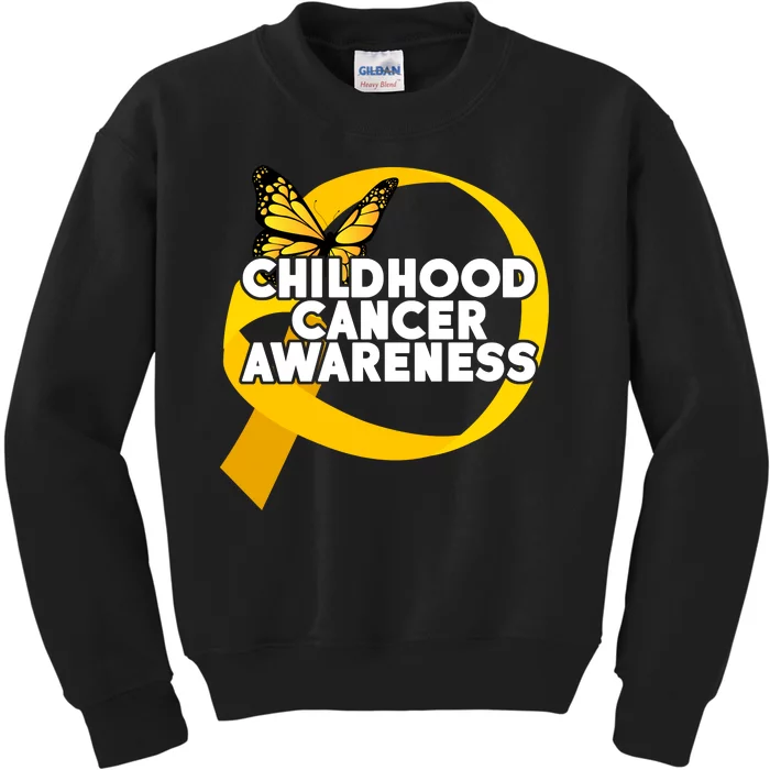 Childhood Cancer Awareness Butterfly Ribbon Kids Sweatshirt