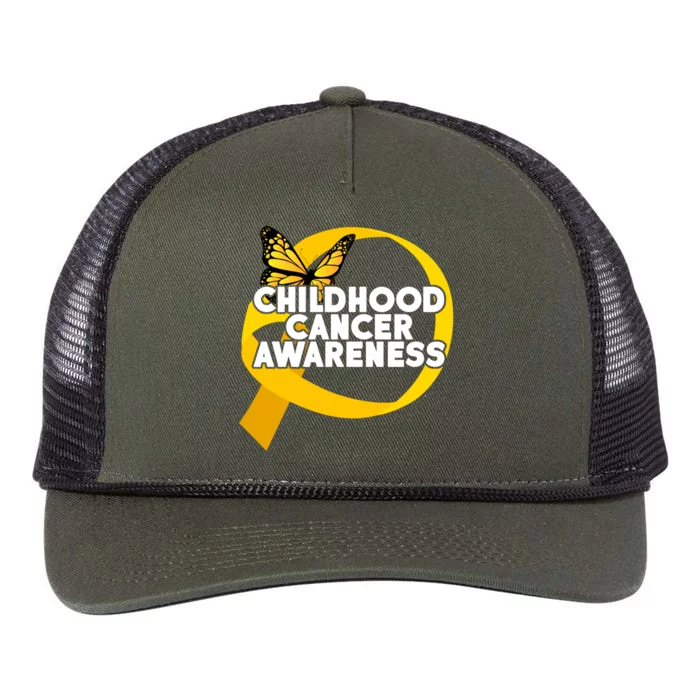 Childhood Cancer Awareness Butterfly Ribbon Retro Rope Trucker Hat Cap