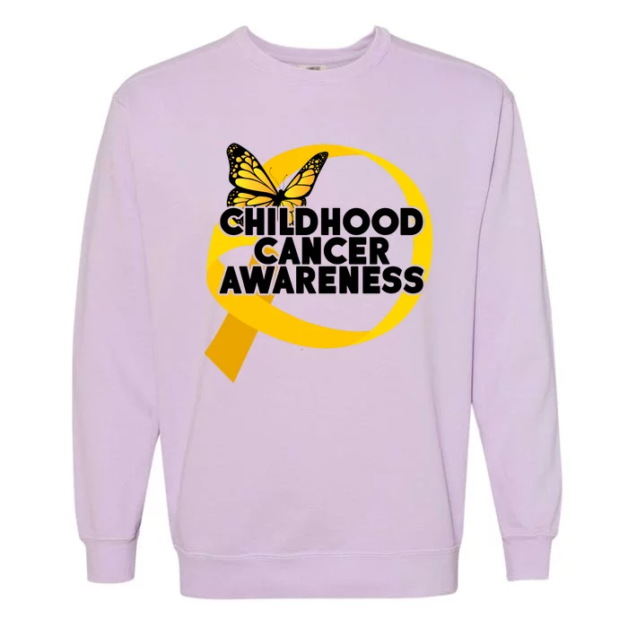 Childhood Cancer Awareness Butterfly Ribbon Garment-Dyed Sweatshirt