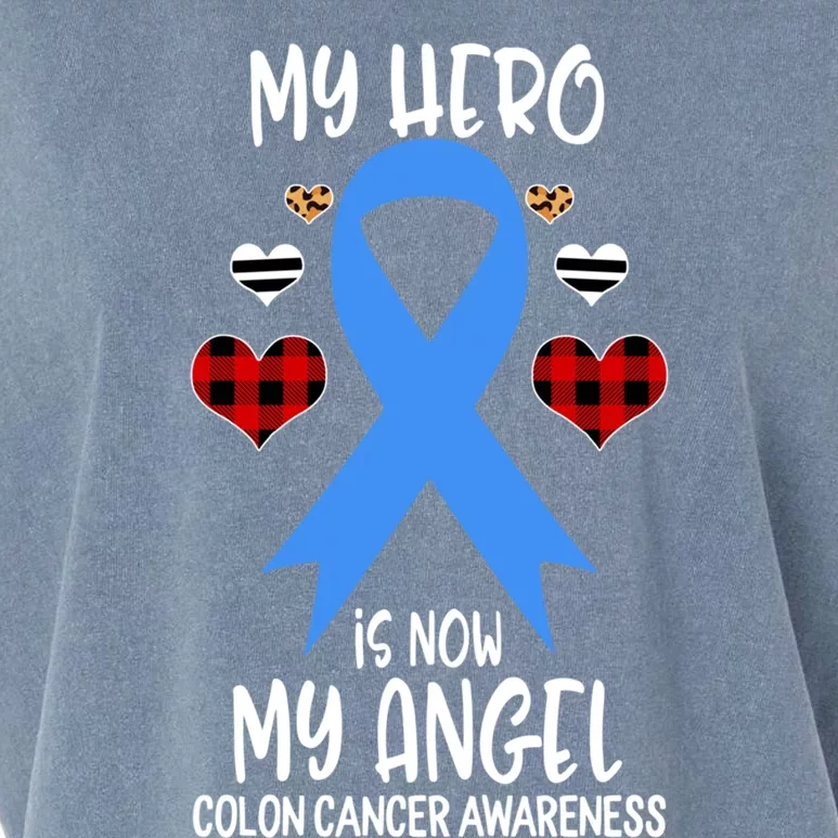 Colon Cancer Awareness Remembrance Hero Is Now My Angel Gift Garment-Dyed Women's Muscle Tee