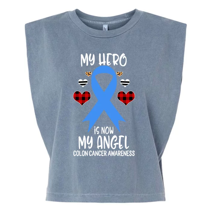 Colon Cancer Awareness Remembrance Hero Is Now My Angel Gift Garment-Dyed Women's Muscle Tee