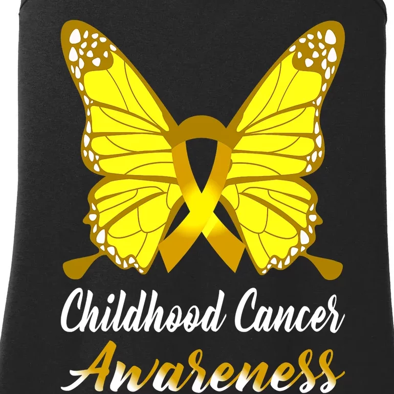 Childhood Cancer Awareness Butterfly Ribbon Support Ladies Essential Tank