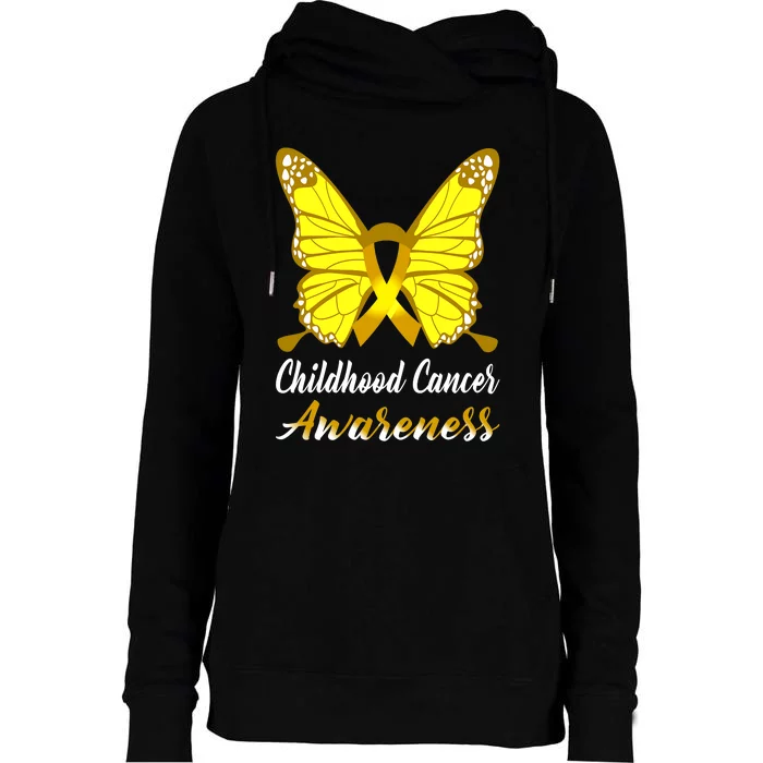 Childhood Cancer Awareness Butterfly Ribbon Support Womens Funnel Neck Pullover Hood