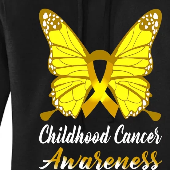 Childhood Cancer Awareness Butterfly Ribbon Support Women's Pullover Hoodie