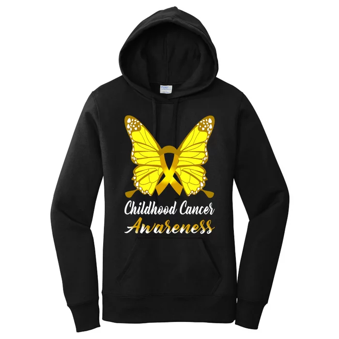 Childhood Cancer Awareness Butterfly Ribbon Support Women's Pullover Hoodie