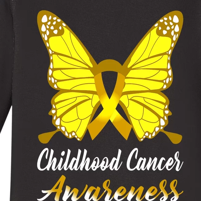 Childhood Cancer Awareness Butterfly Ribbon Support Baby Long Sleeve Bodysuit